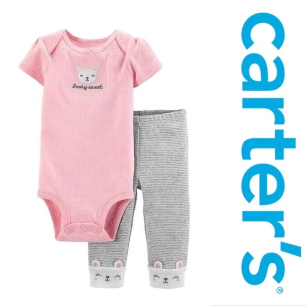 Carter's | 2 Piece "Beary Sweet" Bodysuit & Striped Pants Set | Size 3 Months